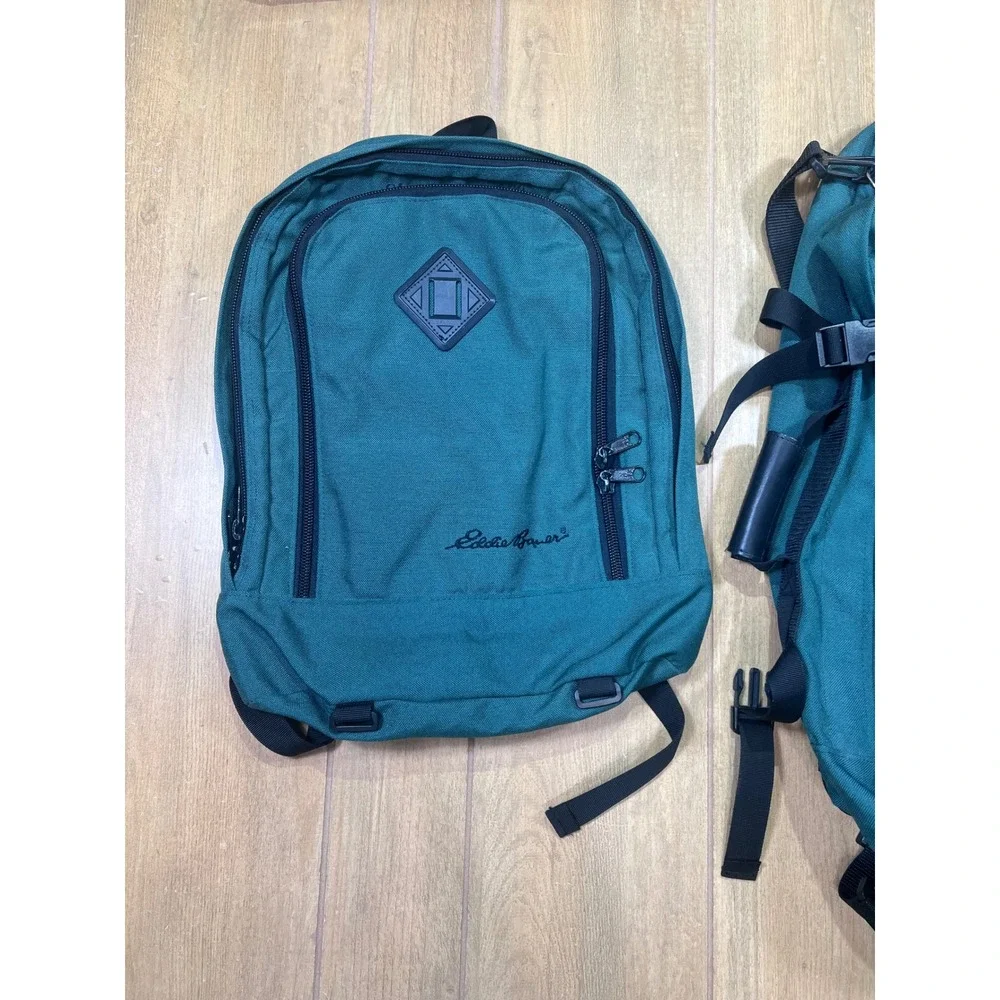 Eddie Bauer Vintage 2-in-1 Detachable Daypack Backpack Forest Green Canvas